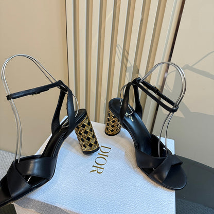 CD Icon Heeled Sandal 95mm Black Calfskin