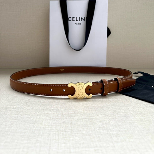 CELINE 25S BELT TRIOMPHE TAURILLON 25MM IN CARAMEL CALFSKIN 557500