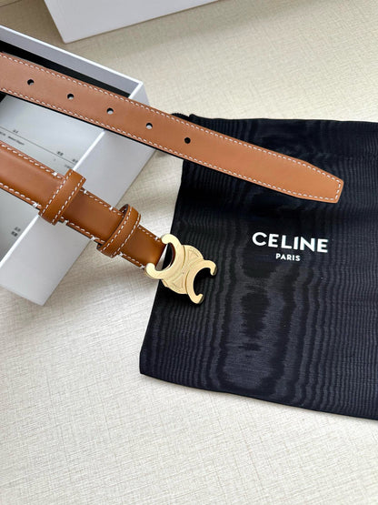 CELINE 25S BELT TRIOMPHE TAURILLON 25MM IN CARAMEL CALFSKIN 557500