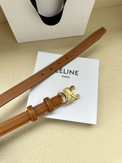 CELINE 25S BELT TRIOMPHE TAURILLON 25MM IN CARAMEL CALFSKIN 557502