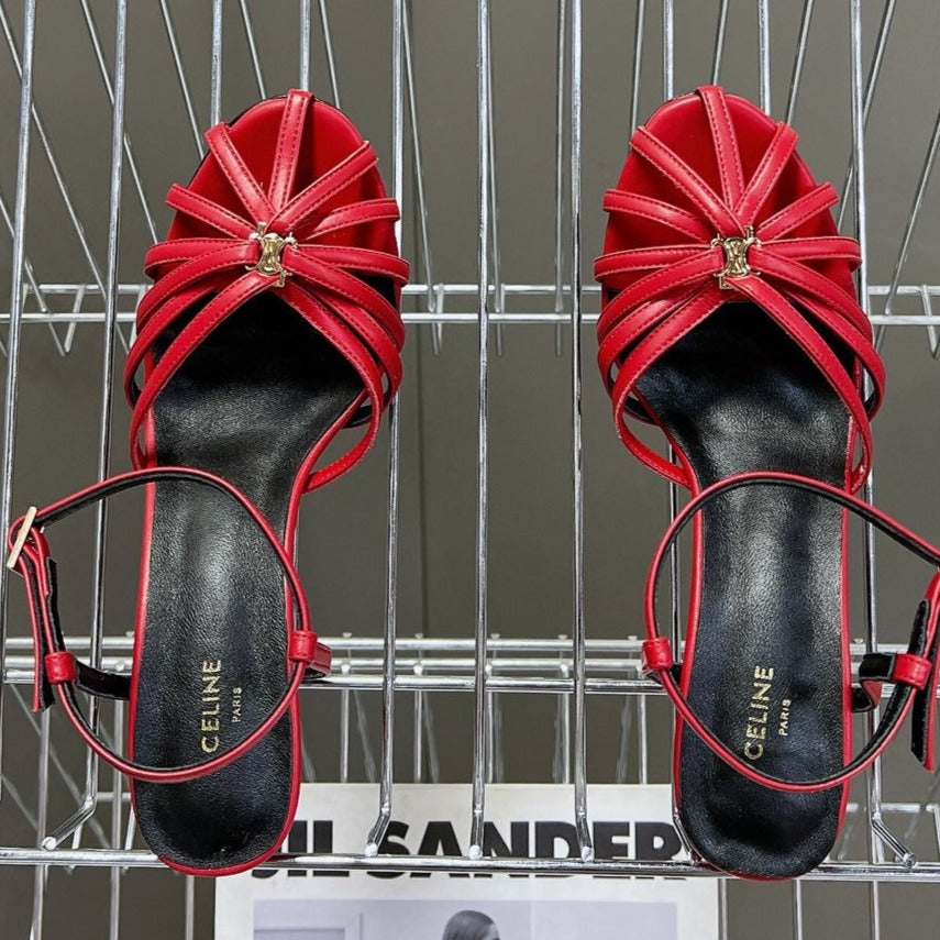 RIOMPHE SANDAL IN LAMBSKIN CHERRY RED