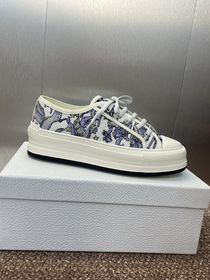 CD 25s Walk'n' Sneaker In Blue Toile De Jouy Embroidered Cotton