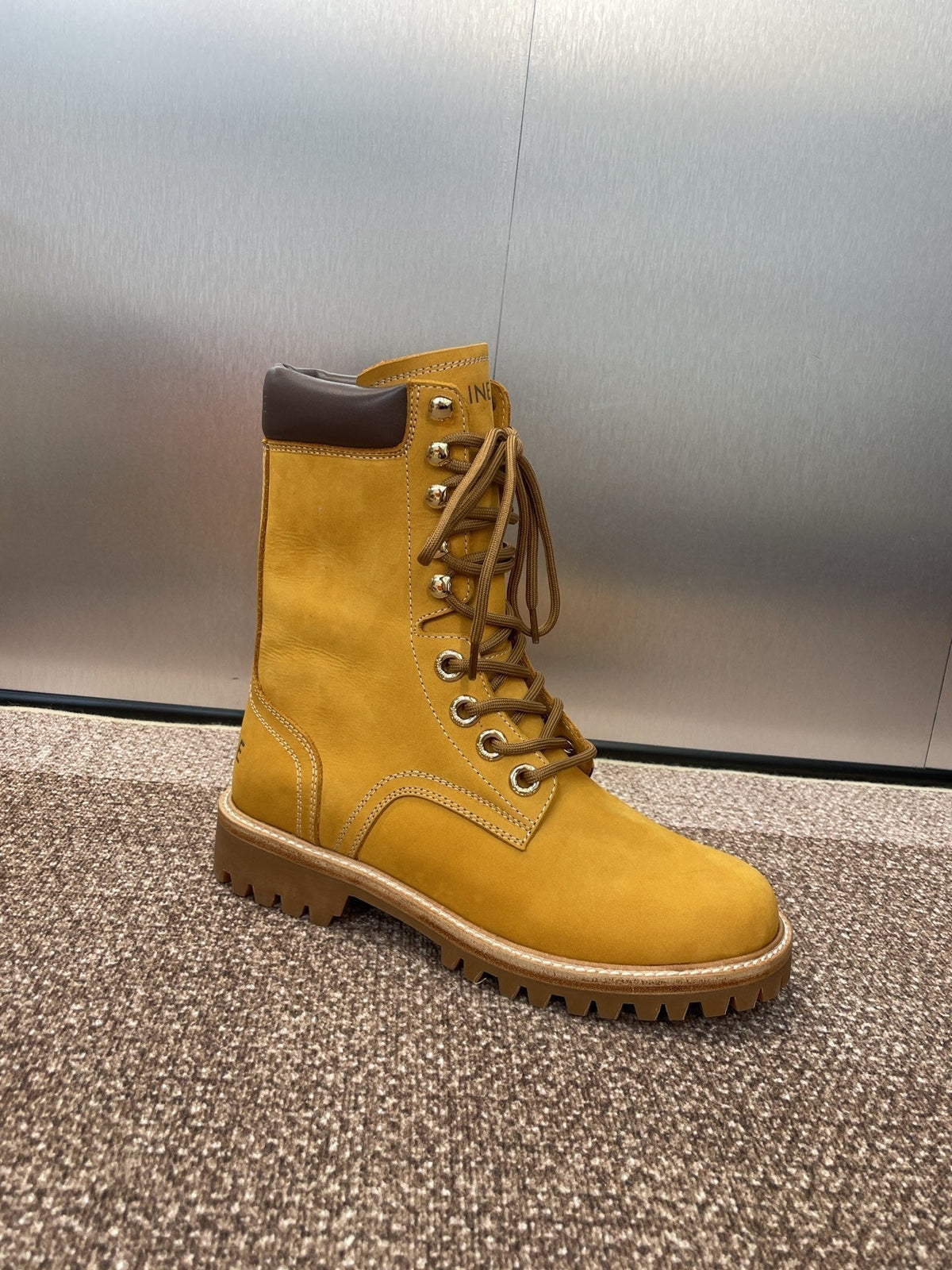 CELINE 25 Ankle Boots Yellow Suede 433390