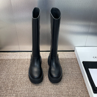 CELINE 25 high boots black calfskin 433394