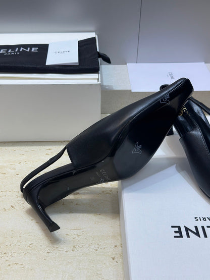 Celine 26 Slingback Pumps Triomphe Logo 65mm Leather 762631