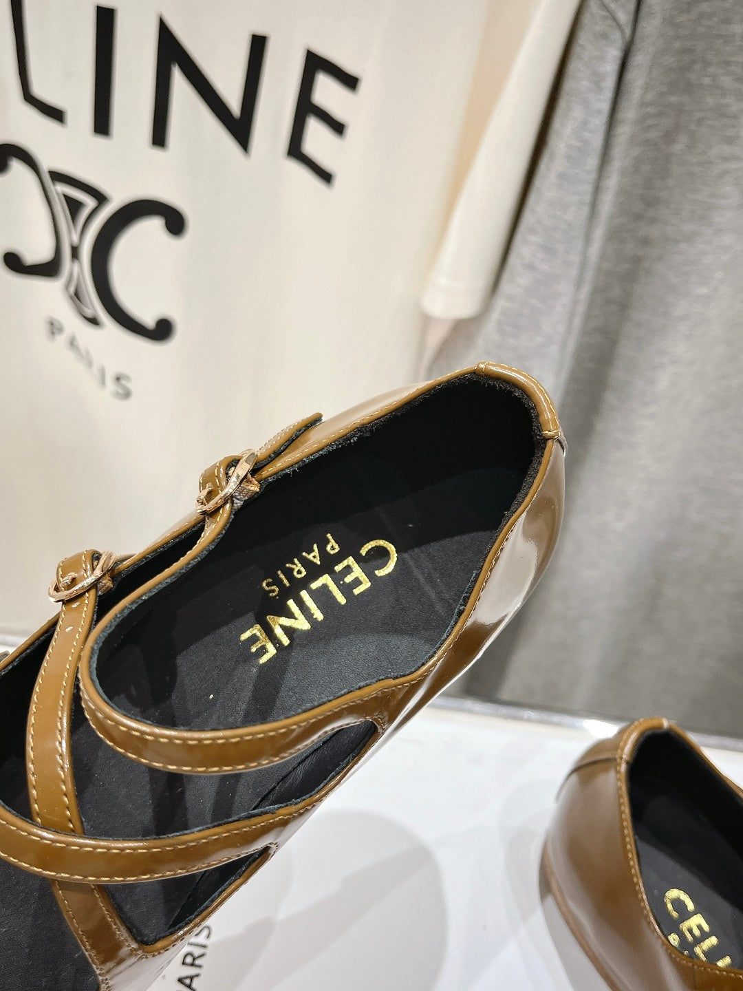 BALLET FLAT WITH CROSSOVER STRAP IN SEPIA BROWN LAMBSKIN