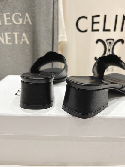 CELINE 25C CLEMENCE MULE BLACK SHEEPSKIN 236751