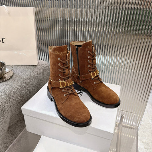 CD 26s Lace-Up Knee- Ankle Boots Brown Suede 924102