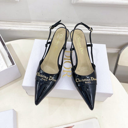 CD 25 Slingback Heel Black Patent Leather 307428