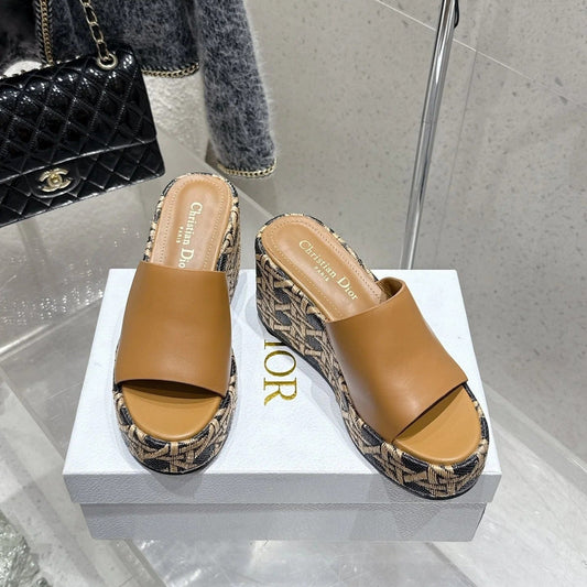 CD 26s Platform Sandal 65 Brown Monogram Leather 636352