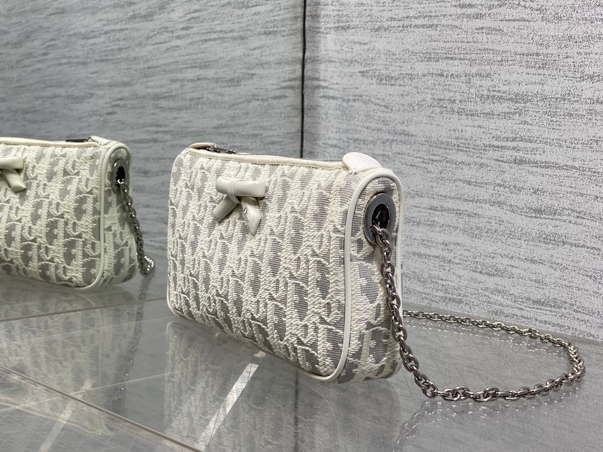CD 2026 Promenade 22cm Bag White Grey Cotton Calfskin 289146
