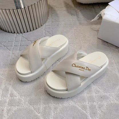 CD 26s Platform Sandals 65 White Lambskin 644288