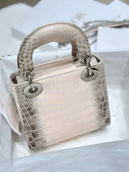 Lady Dior Pink Himalayan shiny crocodile leather with diamond hardware