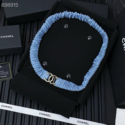 CHANEL 25P IN BLUE DENIM COLOR ELASTIC WAIST BELT